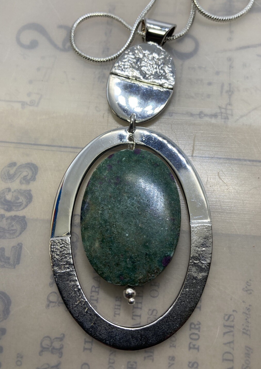 DOMINIQUE DINOUART DDD Ruby Zoisite 925S Articulated Pendant Necklace 19” 34.1g