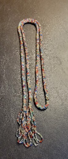 Kumihimo Braided Seed Bead Necklace Long Multicolor Bead Tassels
