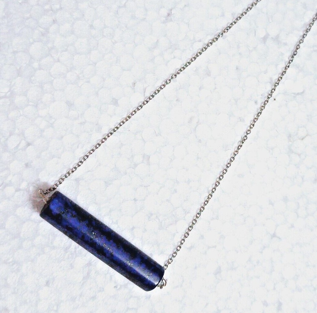 Natural Lapis Lazuil Gemstone 925 Sterling Silver Necklace Anniversary Gift
