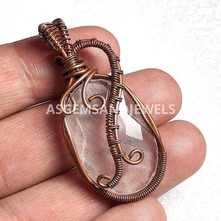 Handmade Copper Wire Wrapped Pendant: Boho Glass Stone Necklace