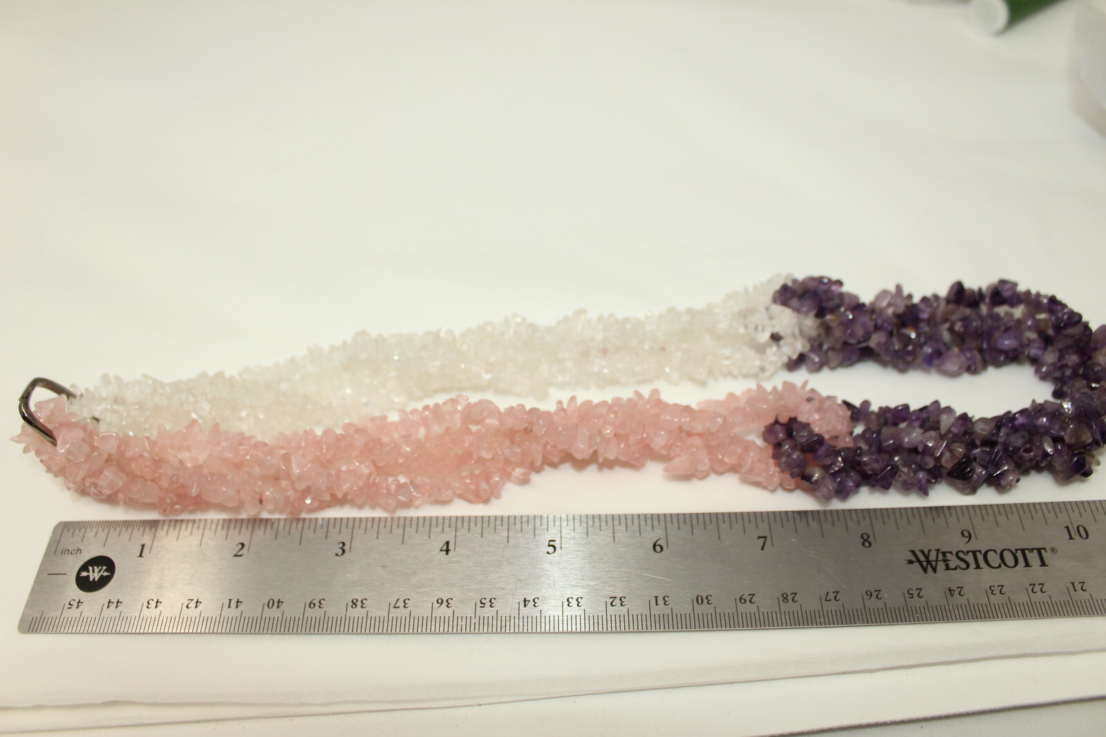 Customizable Handmade Clear Pink Rose Quartz Amethyst Chip Beaded 22″ Necklace