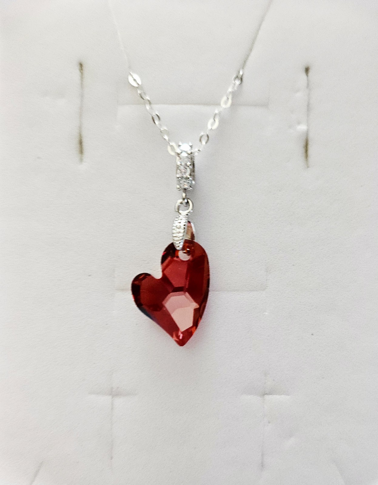 925 Sterling Silver made with Crystal from Swarovski 17mm Heart magma Necklace