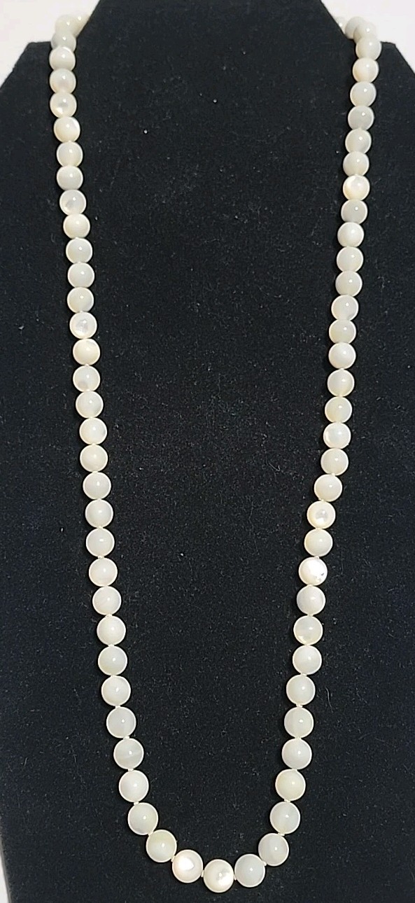 Gemisphere 8mm 27″ Mother Of Pearl Necklace For Emotional Fufillment In Jar/ Box