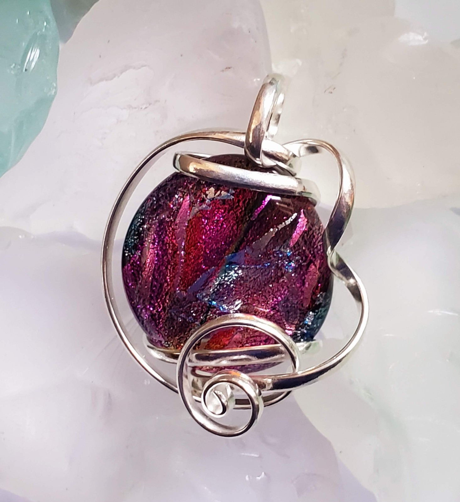 Dichroic Fused Glass and Sterling Silver