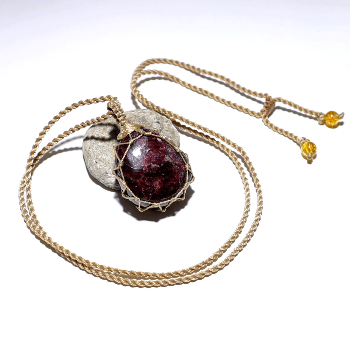 Warrior Heart Energy — Deep Red Rhodolite Garnet Necklace — Root Chakra Talisman