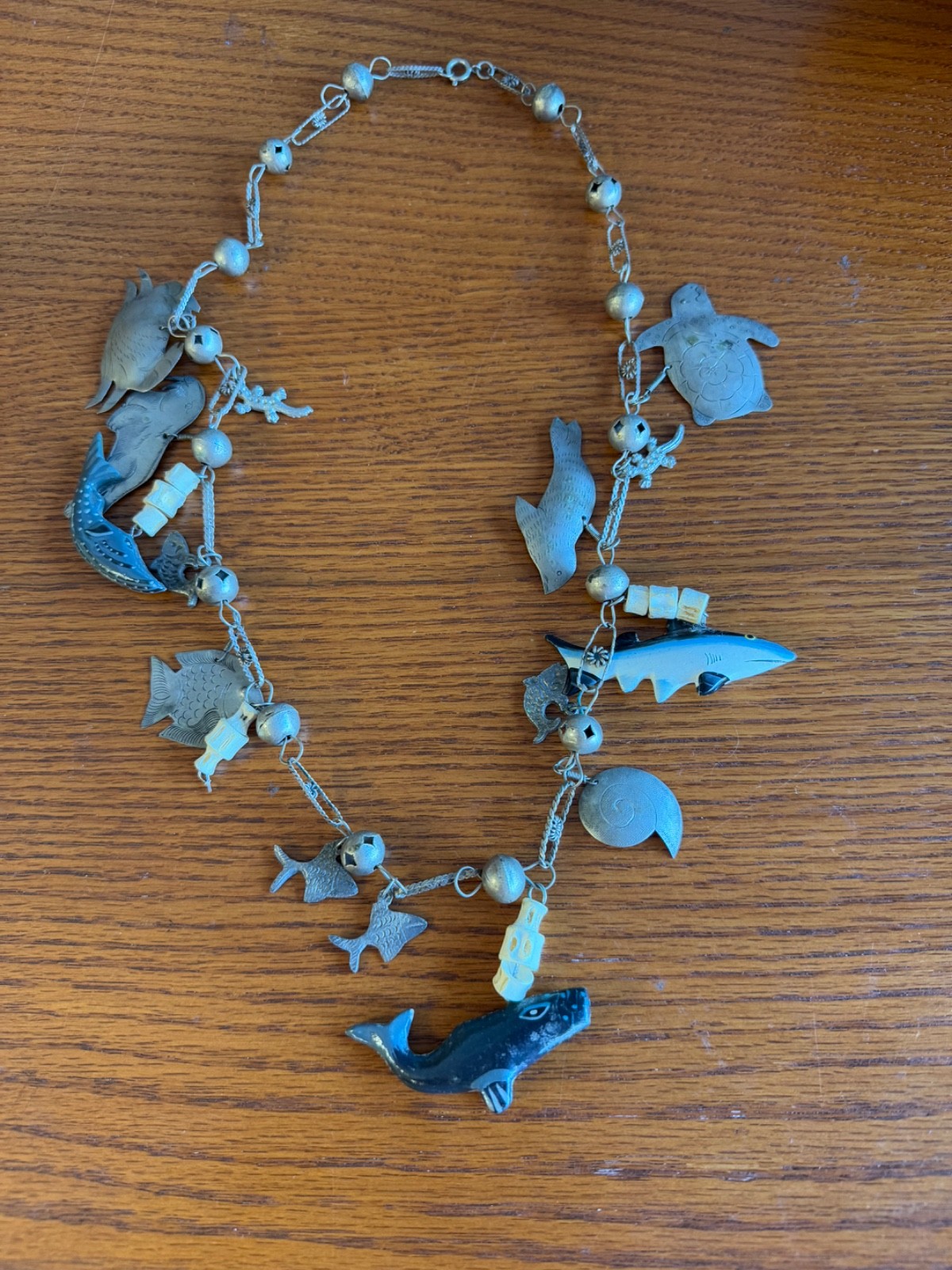 Guatemalan bead tropical nautical beaded artisan long necklace