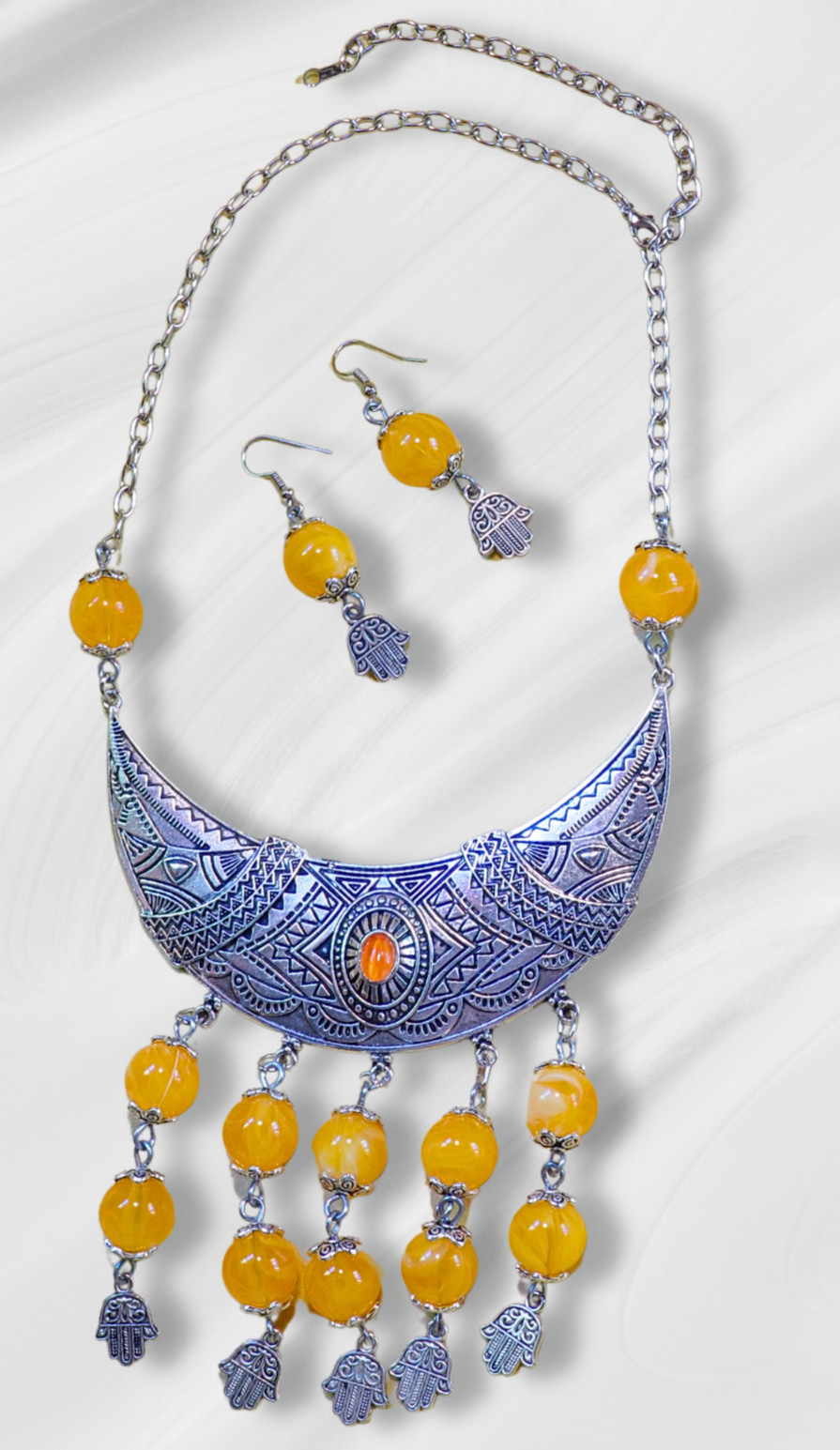 Moroccan Berber Beaded Necklace & Earrings Set – Handcrafted Artisan Jewelry