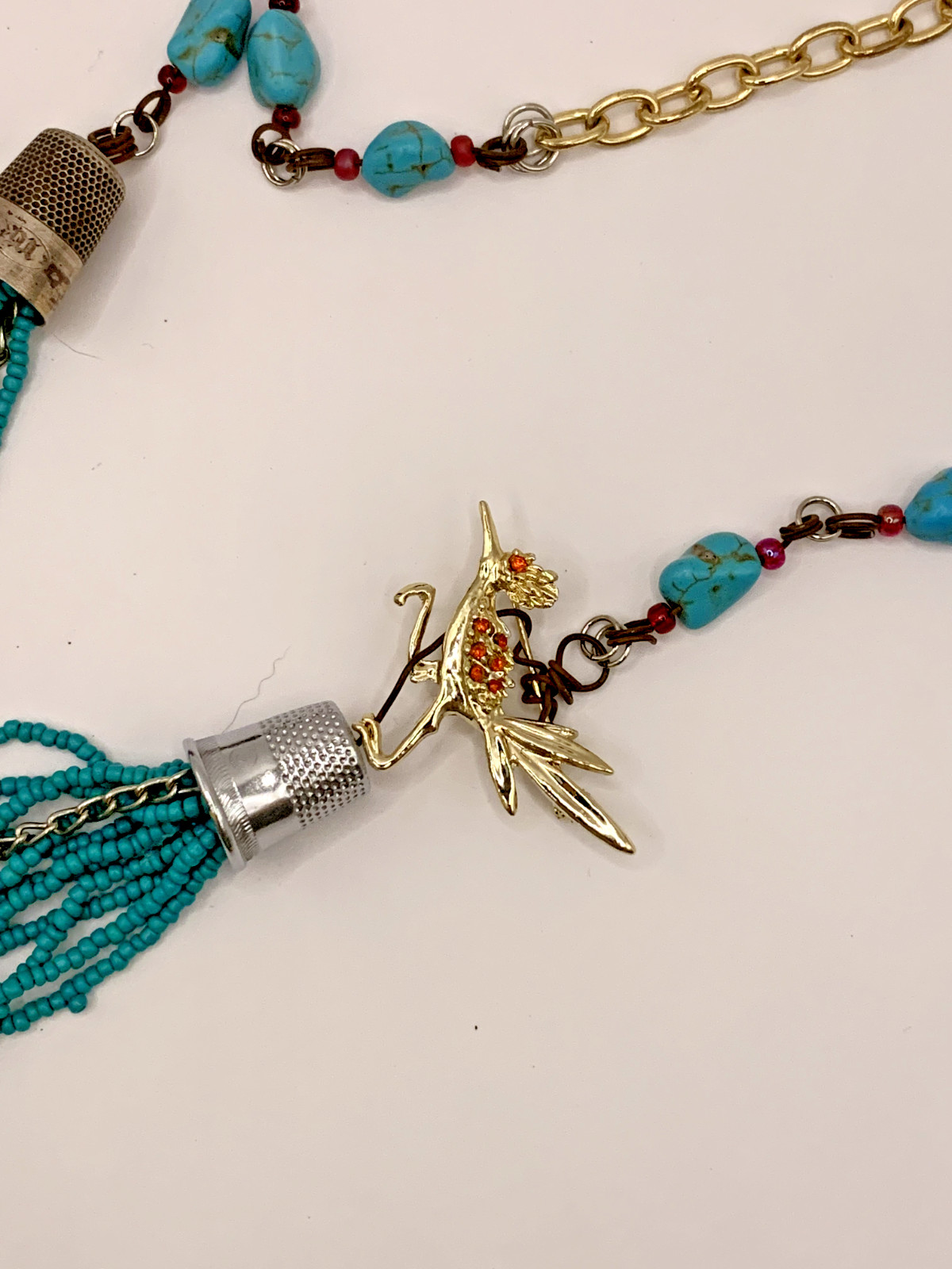Fearless Cowgirl Roadrunner Mixed Media Assemblage Handmade Art to Wear Necklace