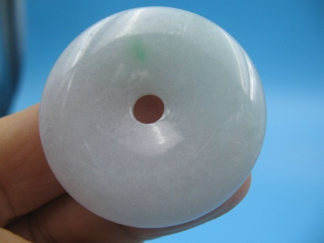 Natural Icy Lavender Jade Peace Coin Pendant Green Flecks Jadeite Safety Buckle