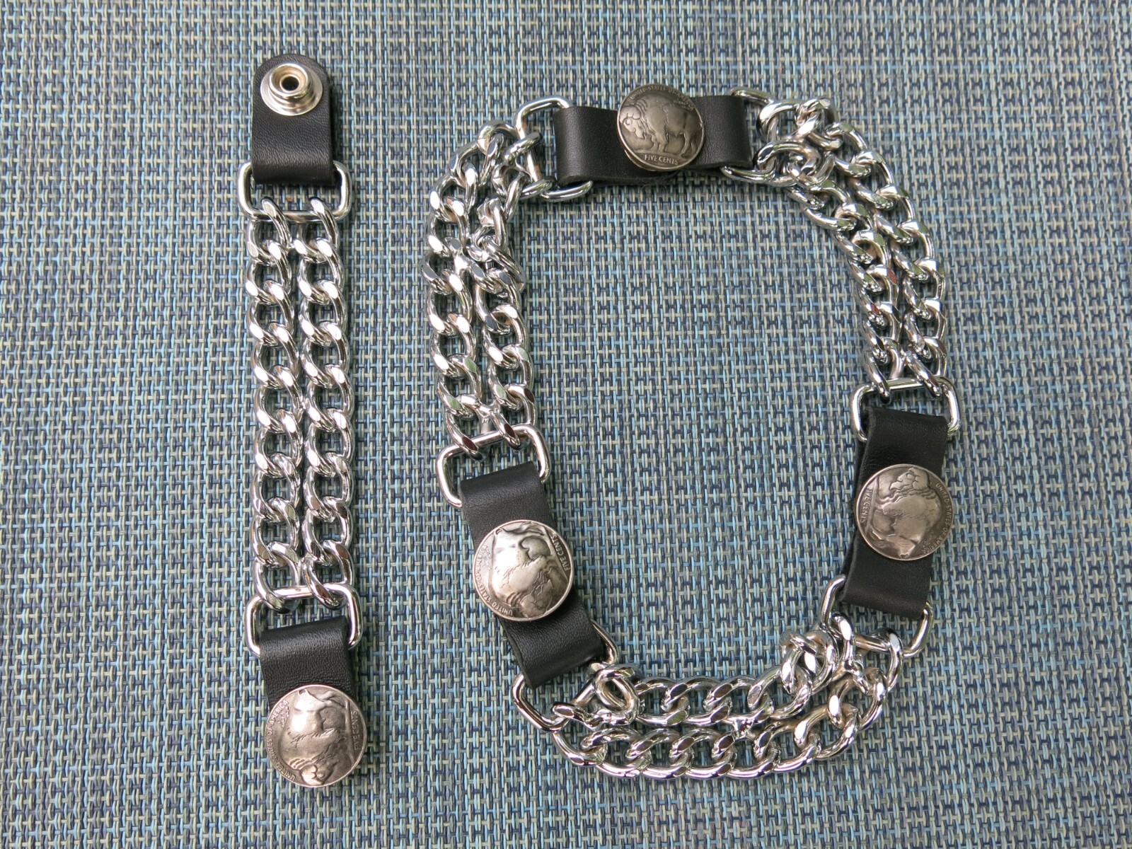 Vintage United States Of America 5 Cents Buffalo Coin Silver Chain Necklace