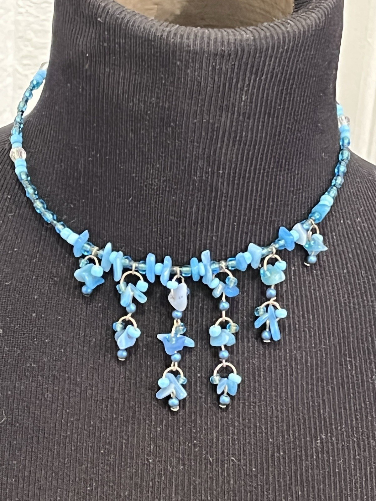 Handmade Vintage Turquoise Wire Dangle Necklace