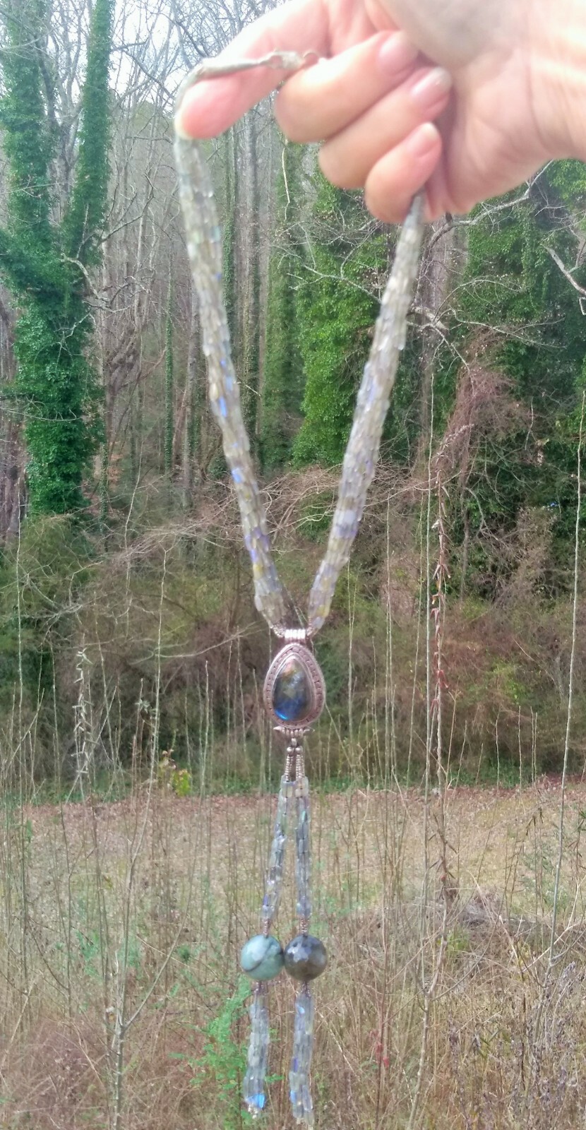 STUNNING MAGICKAL TIBETAN SILVER PRIESTESS NECKLACE ONE-OF-A-KIND, 500+STONES