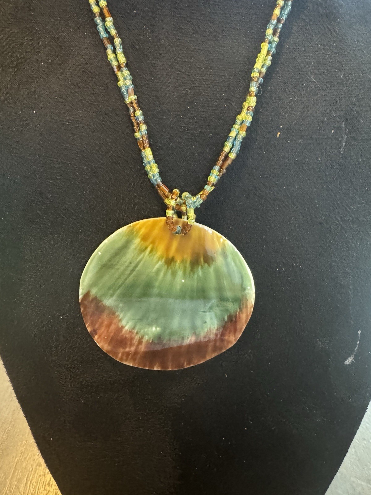 Handcrafted Shell Pendant Beaded Necklace Coastal Boho Beach Jewelry
