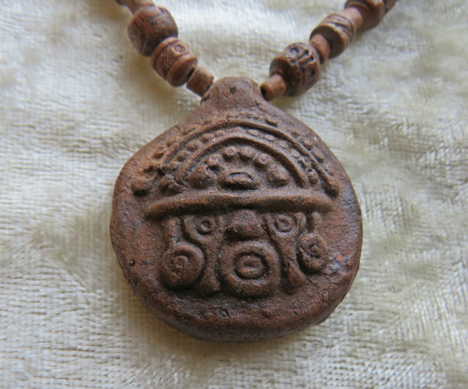Hand Formed Clay Pendant of Inca Goddess Of The Moon Mama Quilla