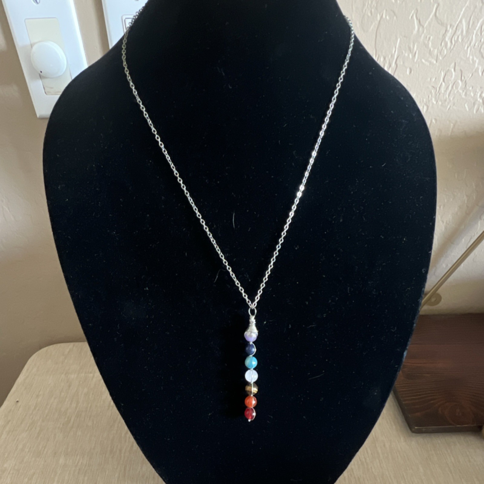 Handcrafted Multicolor Beaded Pendant Necklace Cable Chain Bohemian Charm