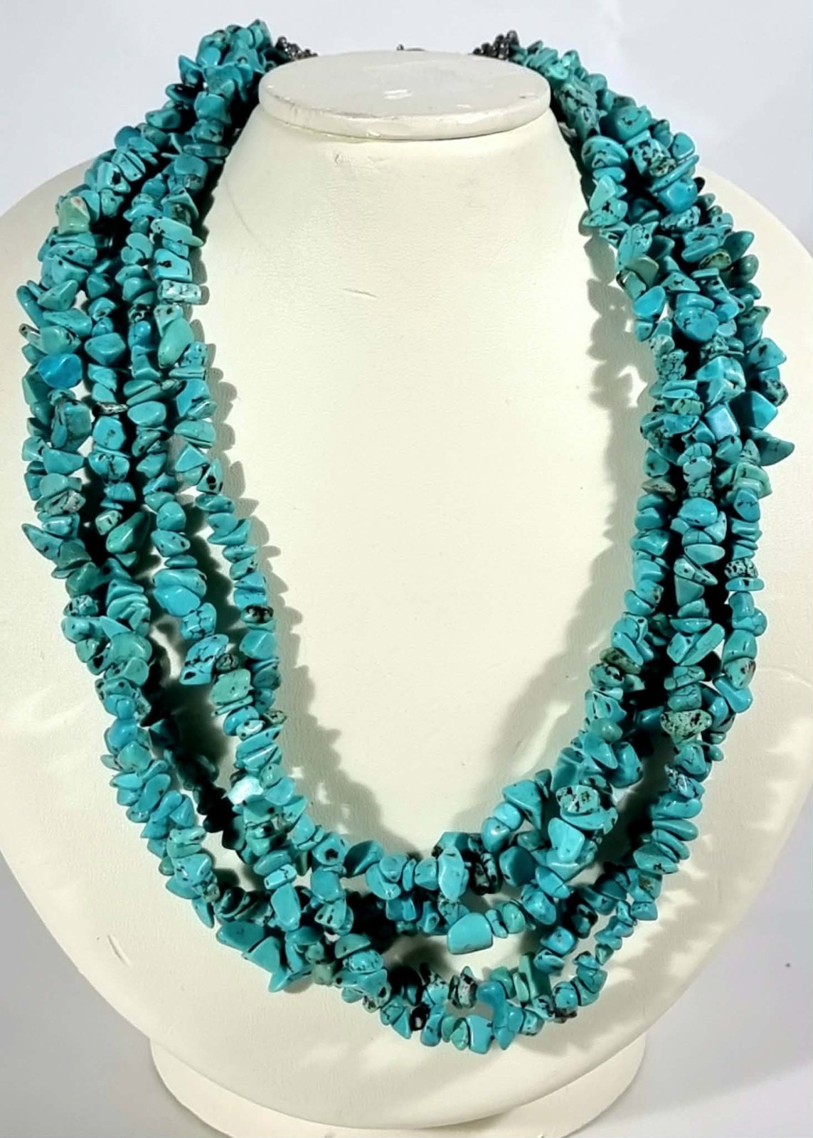 Vintage 1990’s Multi Strand Turquoise Chip Necklace 5 Strand 46cm
