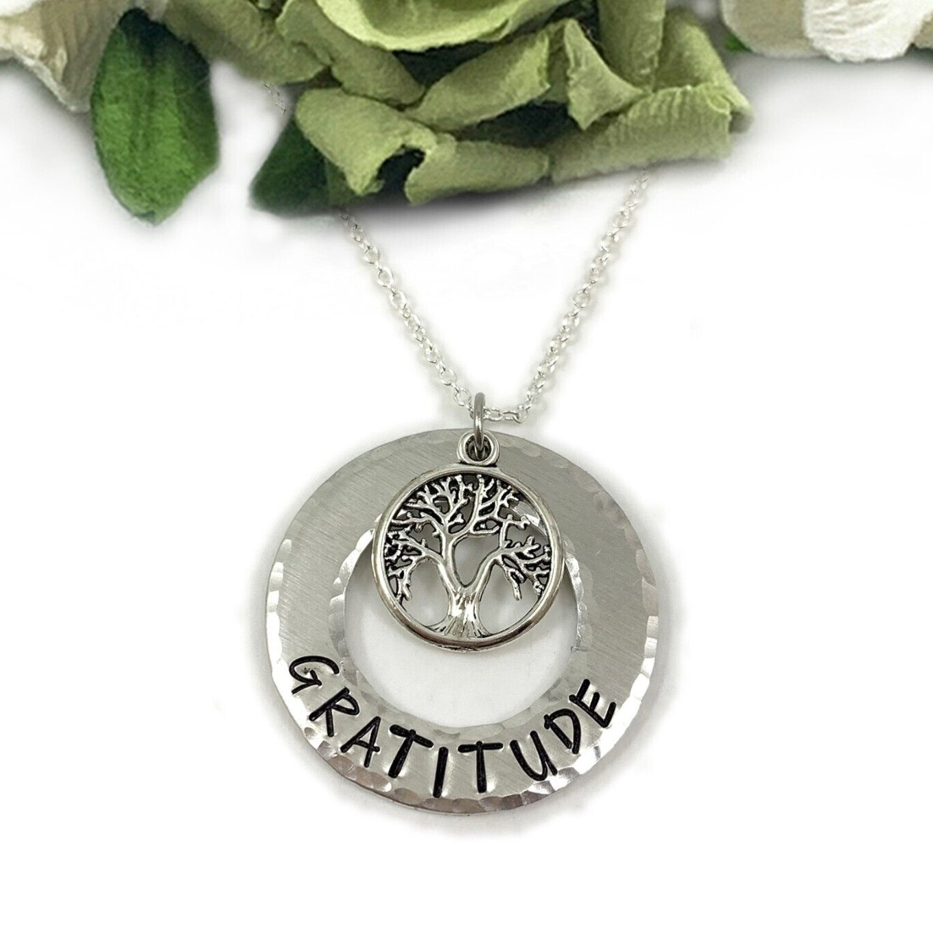 Gratitude Necklace With Nature Charm, gardener, florist, arborist, tree of life