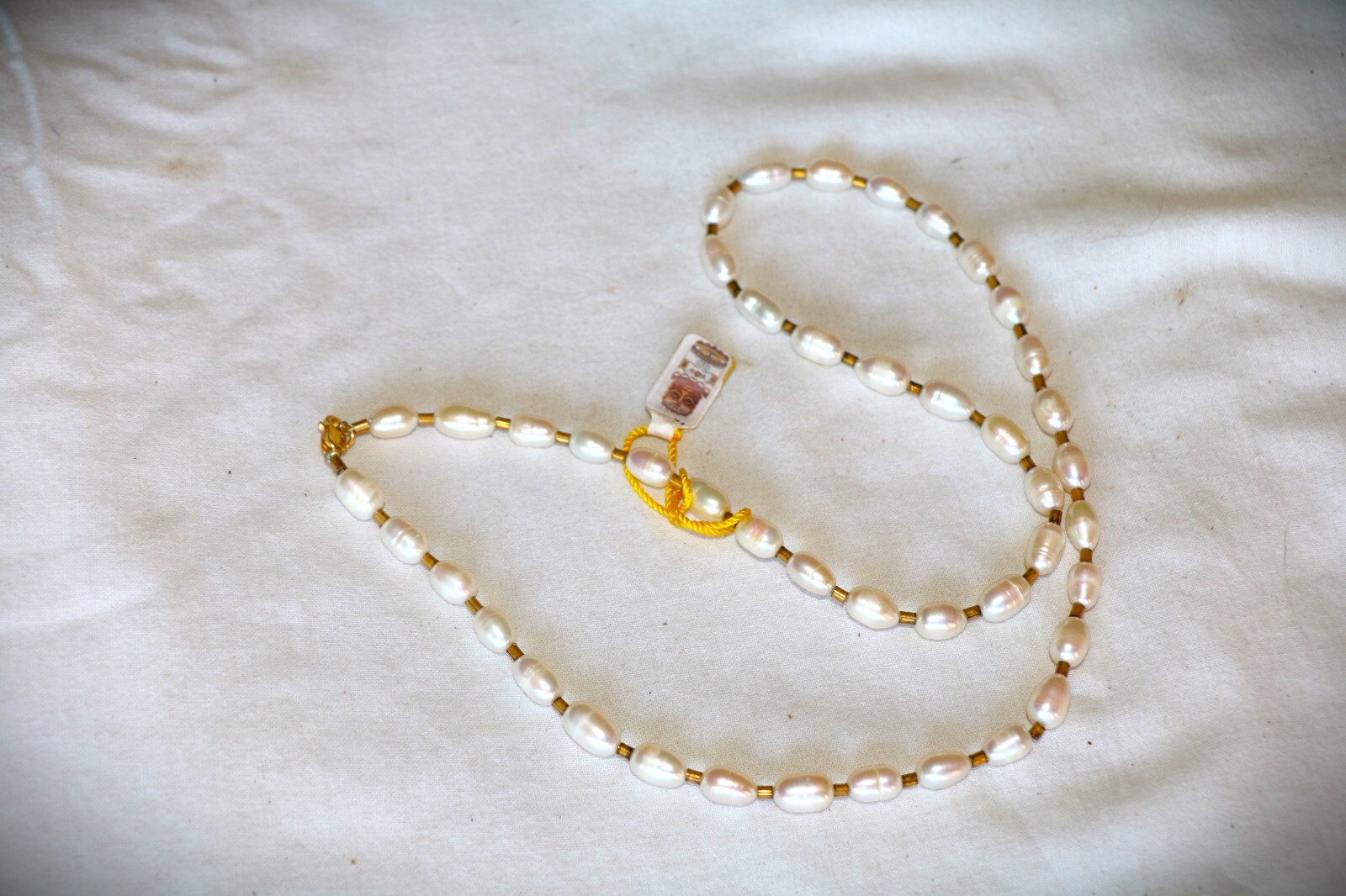 Necklace natural pearls gold safety clasp 14K 585 from store closure GP085
