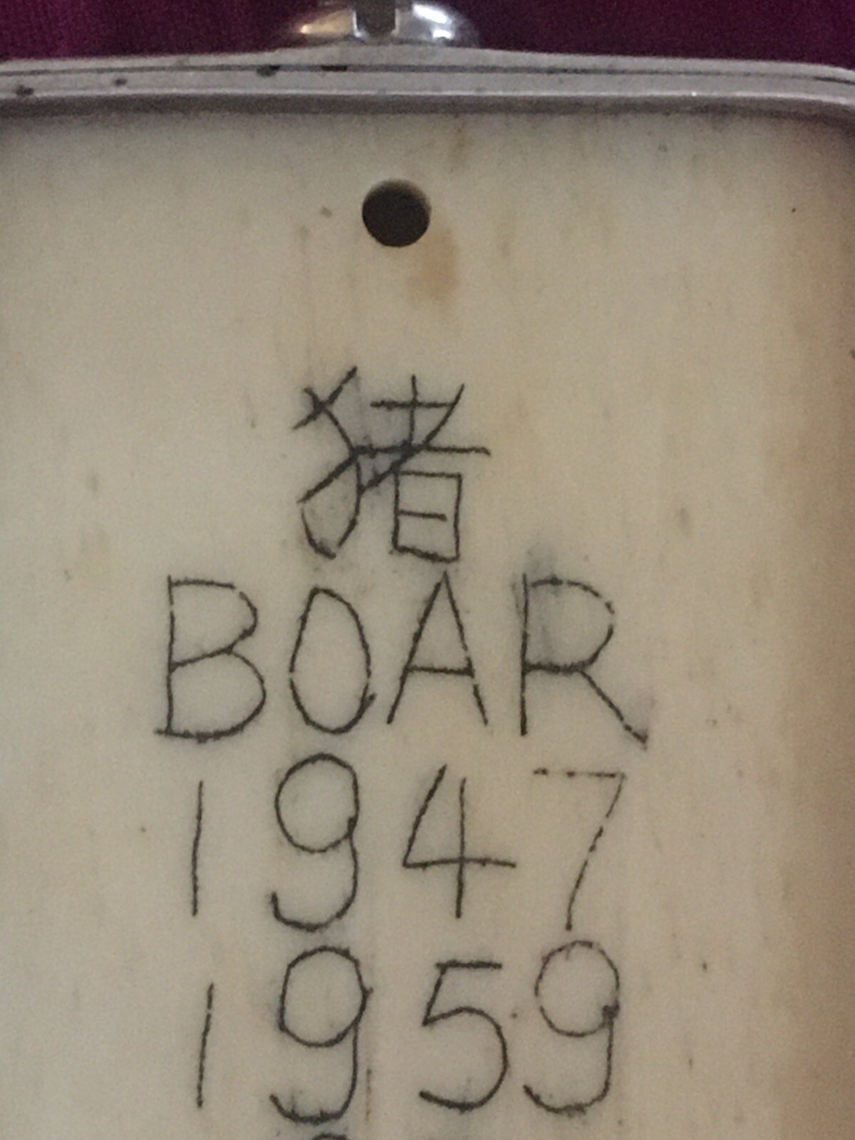 Year of the Boar Silver Framed Pendant Chinese New Year Signs Zodiac Astrology
