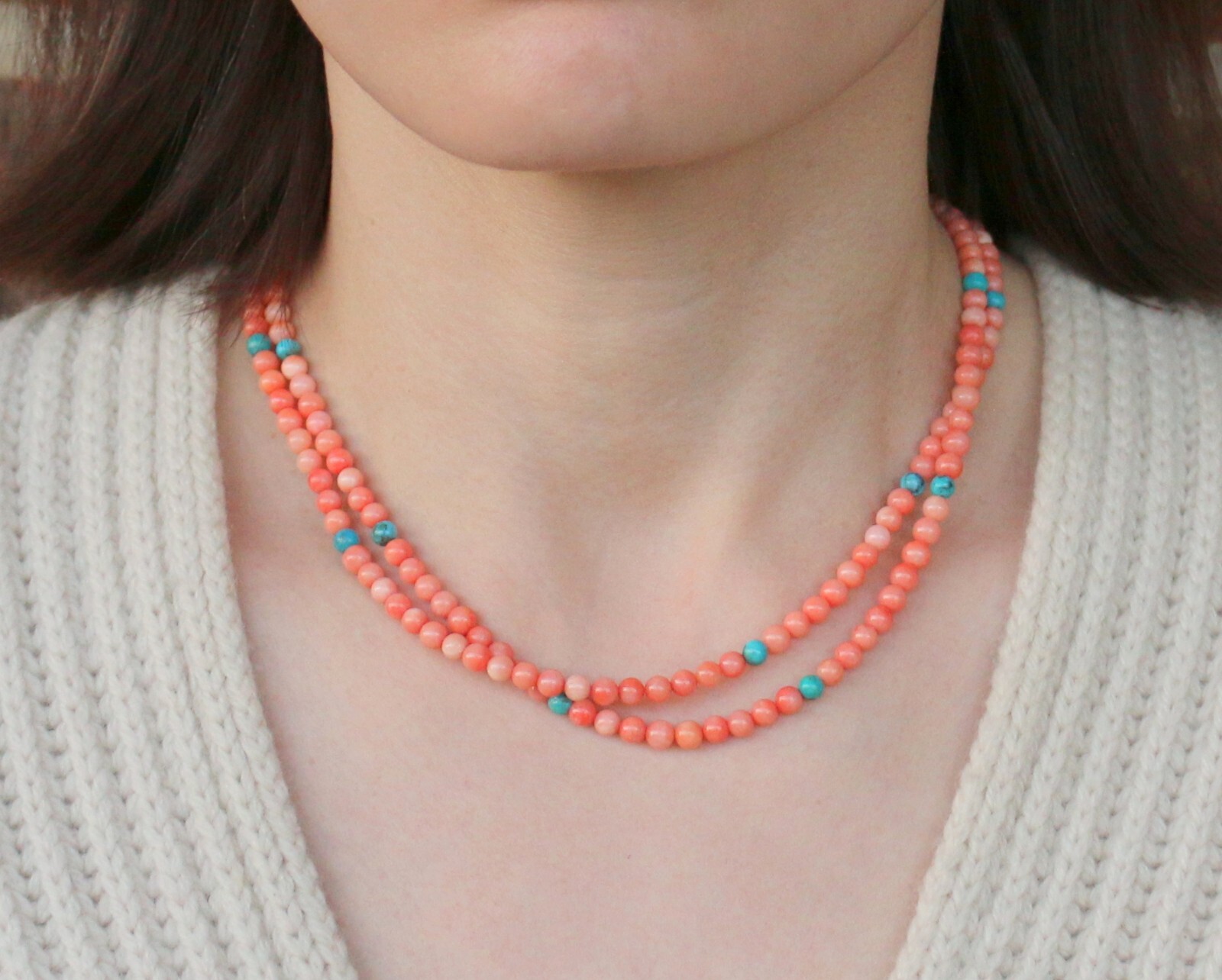 Mine Finds by Jay King DTR Sterling Silver 925 Coral & Turquoise Necklace 17.5″