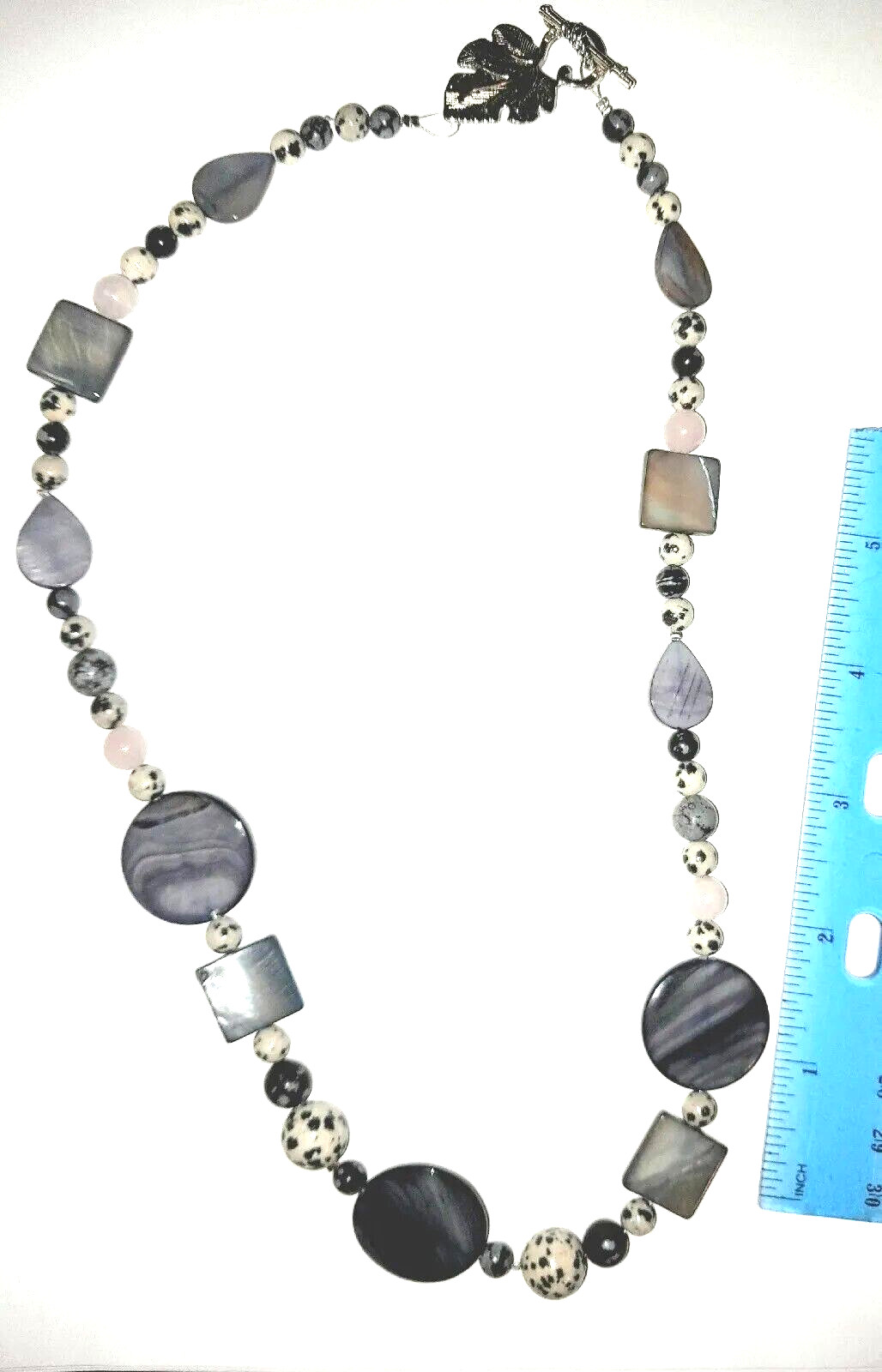 Natural Dalmatian Jasper, Snowflake Obsidian, rose quartz, Dyed mother Of Pearl