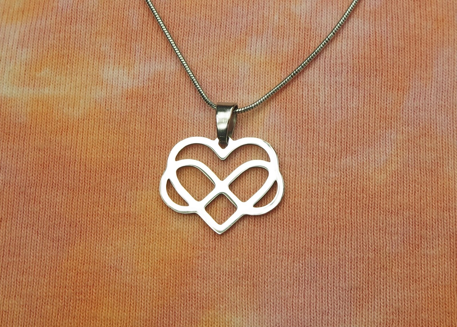 Infinity Heart Necklace or Earrings Polyamory Symbol Waterproof Stainless Steel