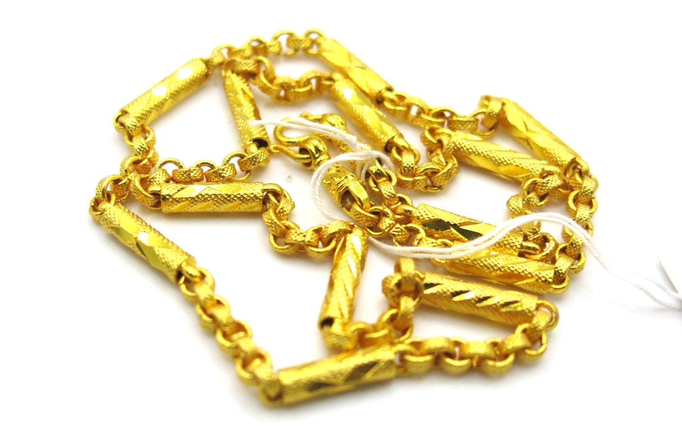 Mix Chain Link 22K Thai Baht Yellow Gold Gilt Long Necklace 18 inch Jewelry