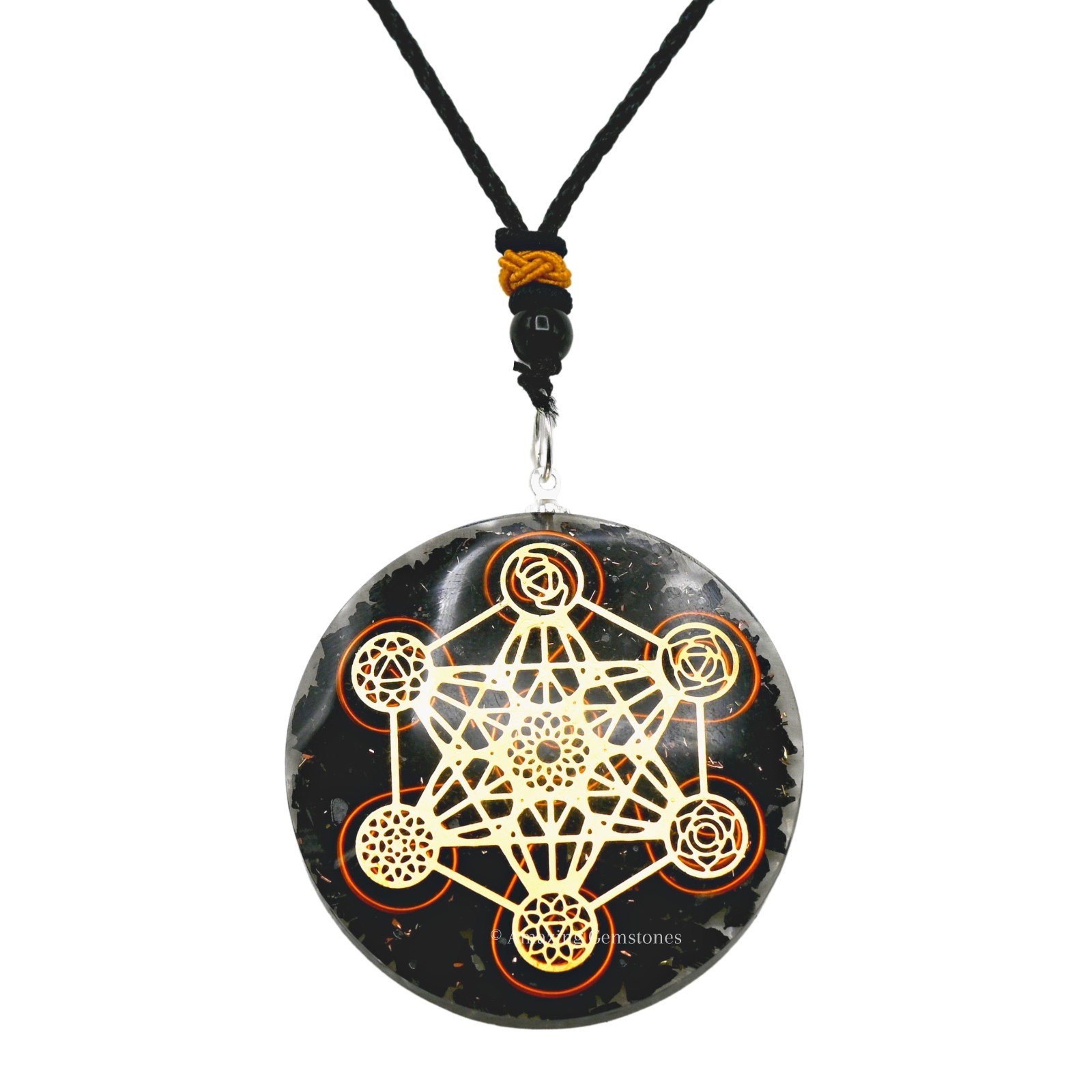 Shungite Crystal Orgone Necklace Chakra Metatron Pendant