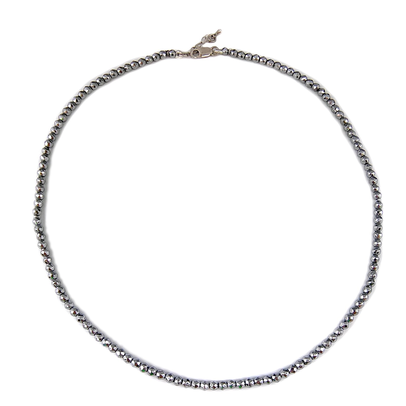 Men’s Necklace in Real Silver and Natural Hematite Stones Jewelry 45 Cm