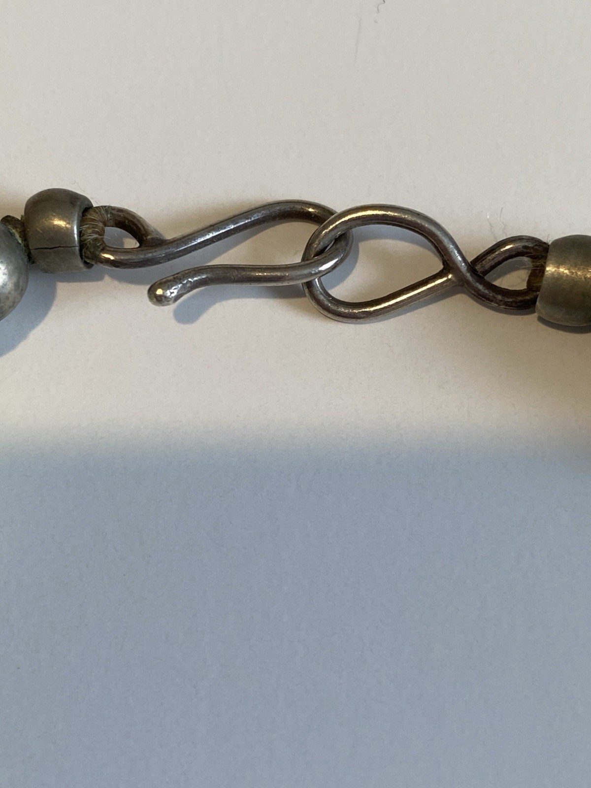 Artisan Necklace Hand Made – Silver Tone Pendant Green Beads and white shells