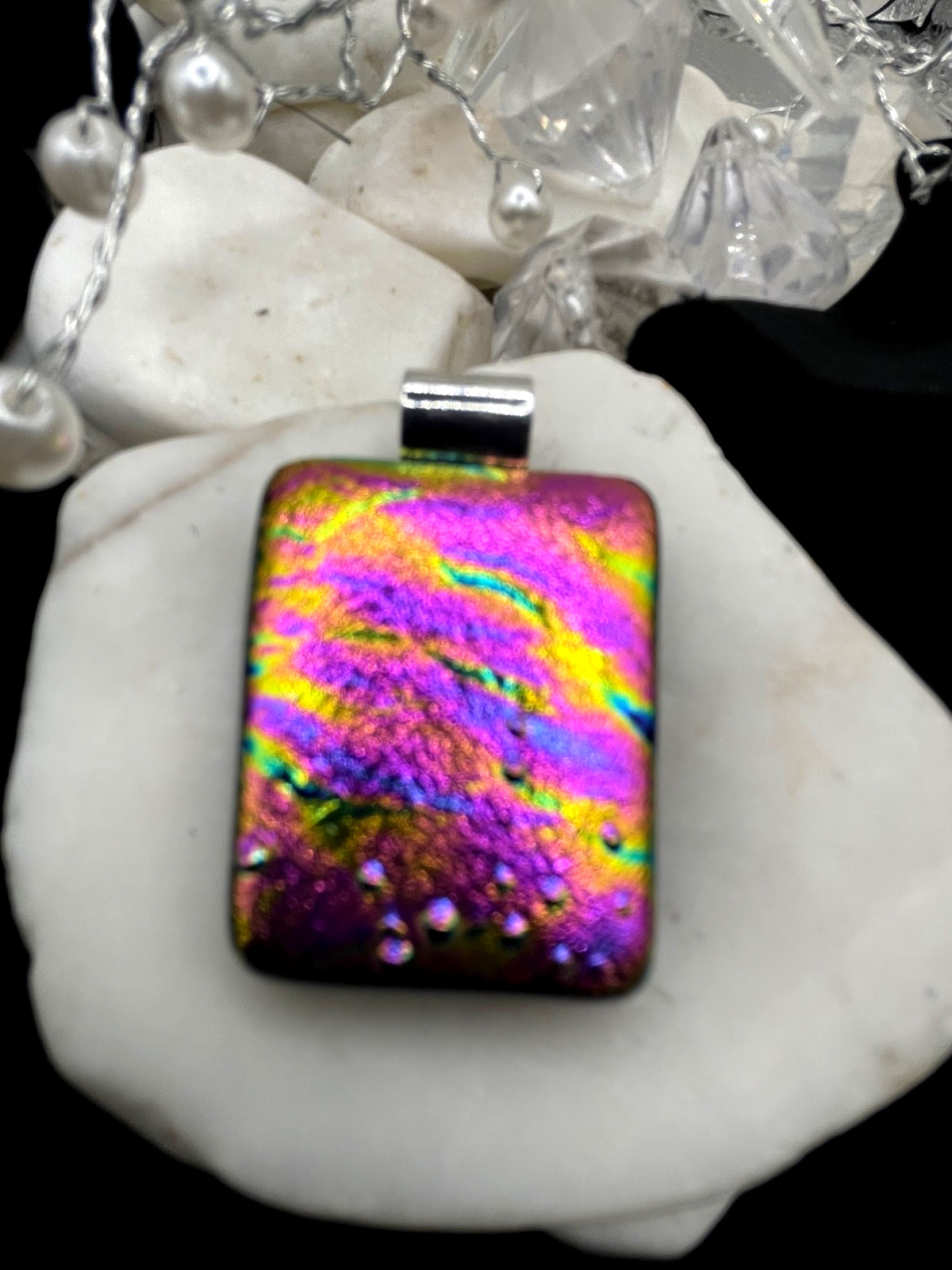 Handmade Dichroic Glass Pendant- LOVE THAT GLASS-Pendant