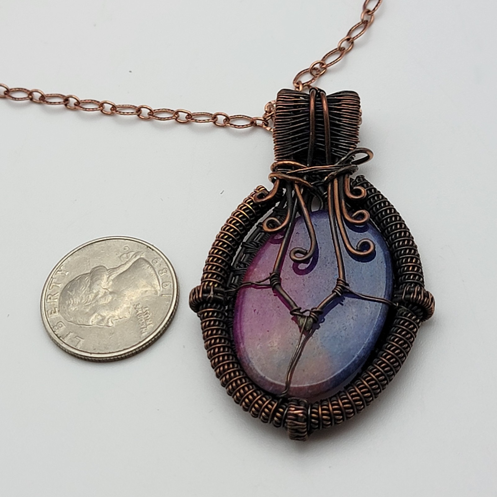 Artisan Natural Solar Quartz Pendant Necklace 22″ Adjustable Copper
