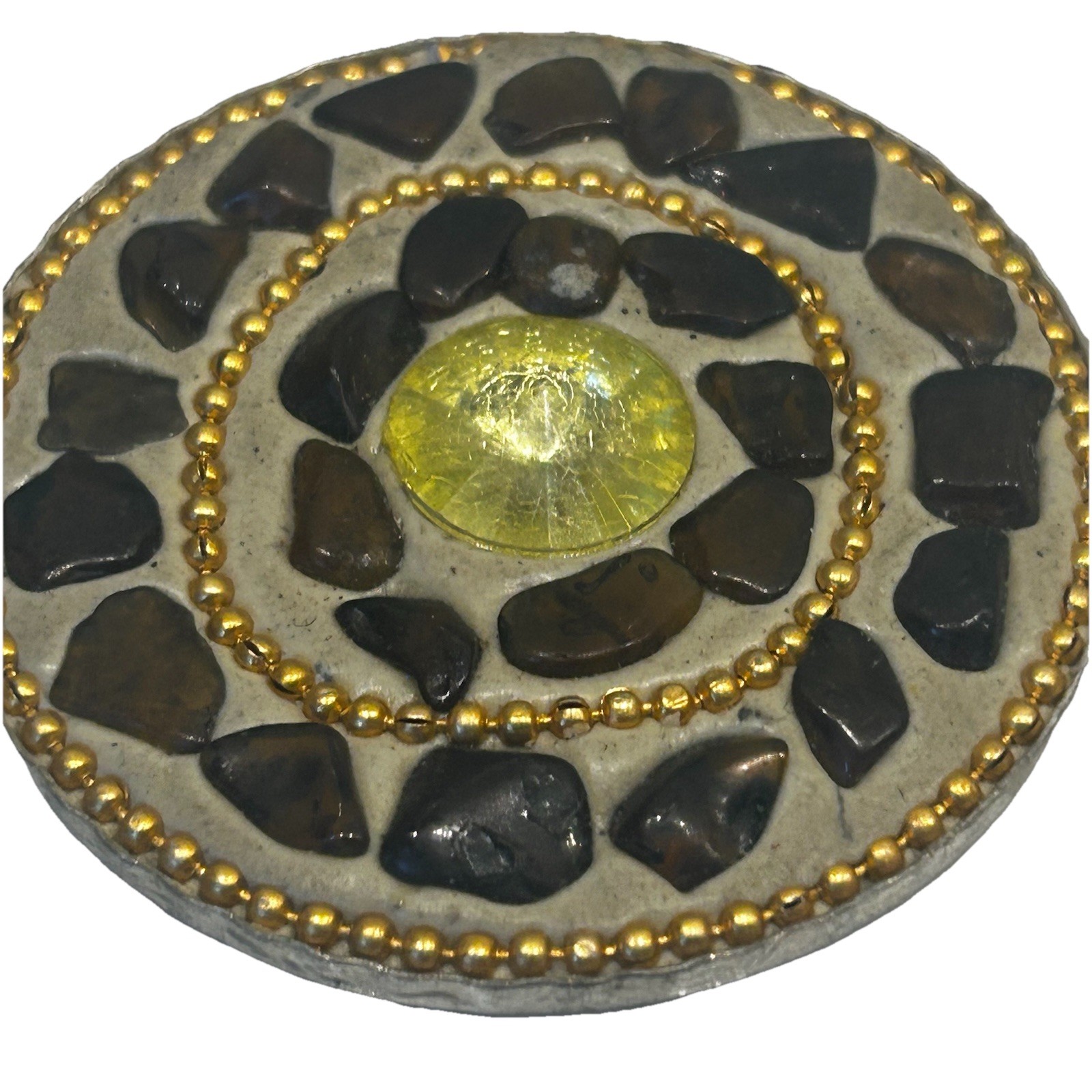 Vintage Polymer Clay & Glass Mosaic Disc Pendant