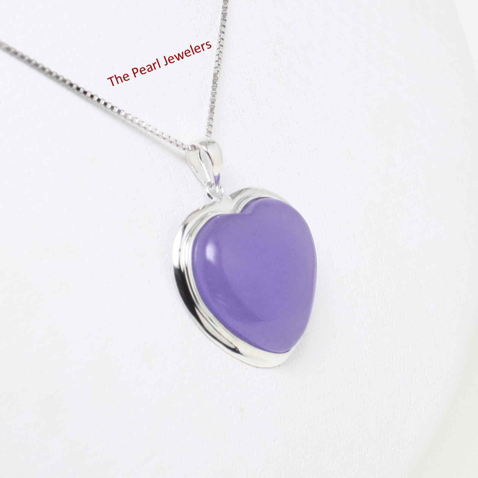 Sterling Silver Heart Lavender Jade Pendant