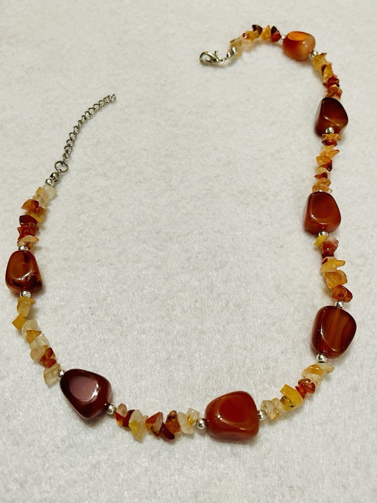 Vintage Carnelian Beaded Stone Necklace
