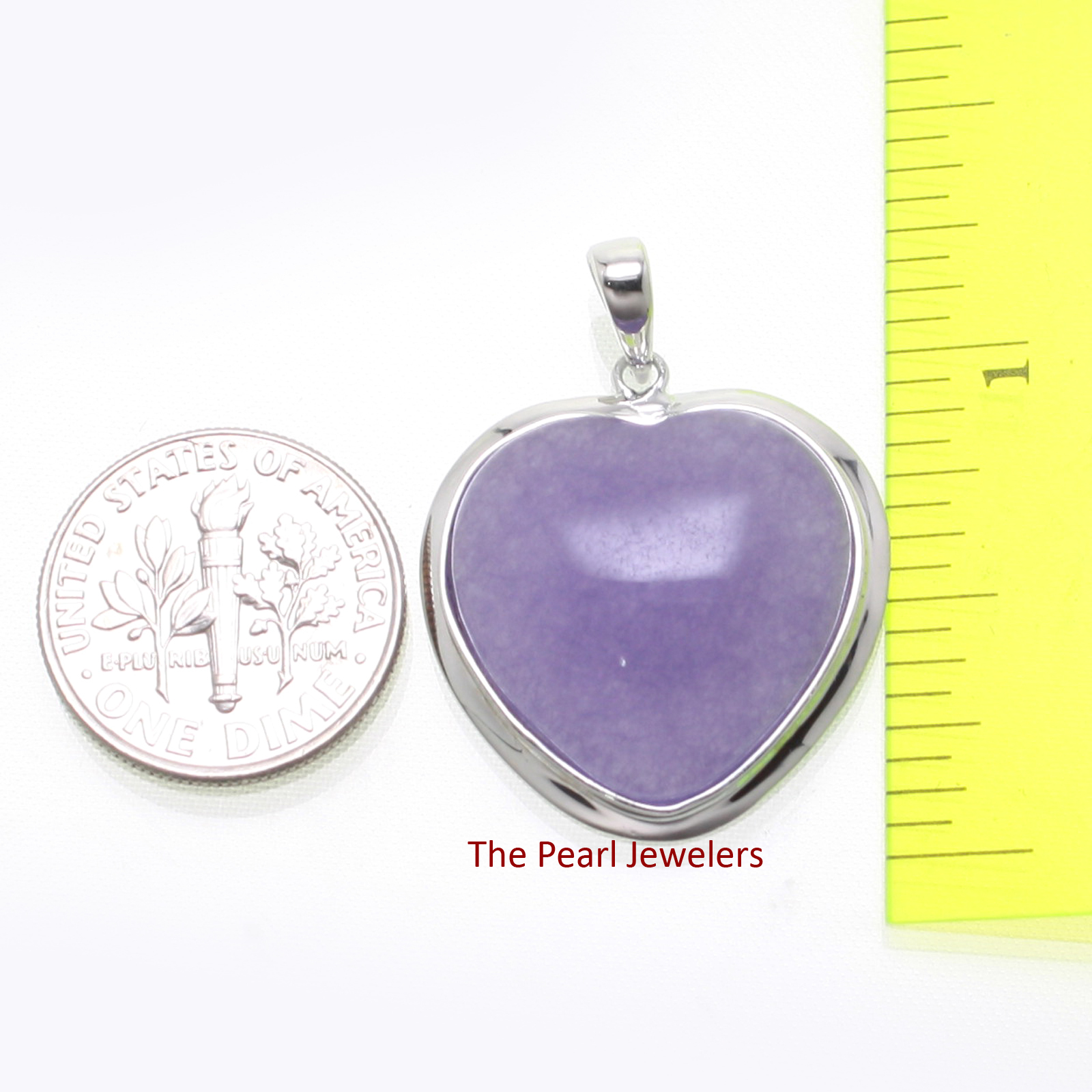Sterling Silver Heart Lavender Jade Pendant