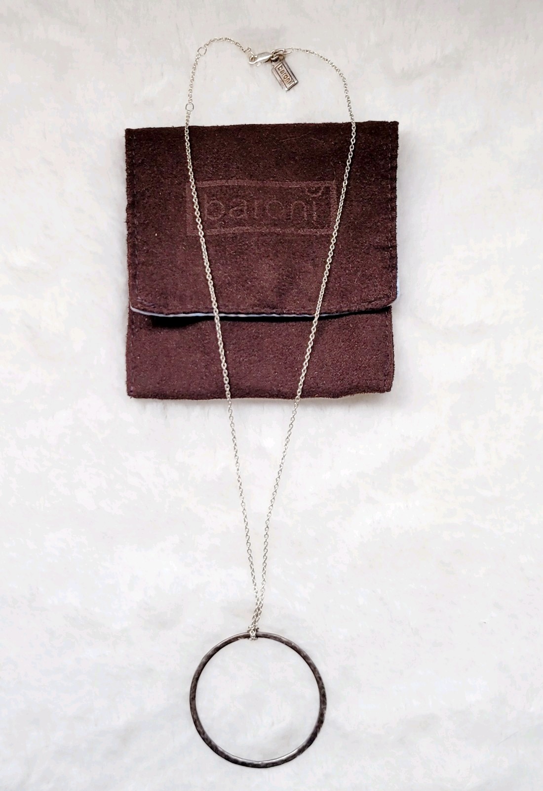 BARONI WOMENS SILVER CIRCLE PENDANT NECKLACE MADE IN ITALY 18″