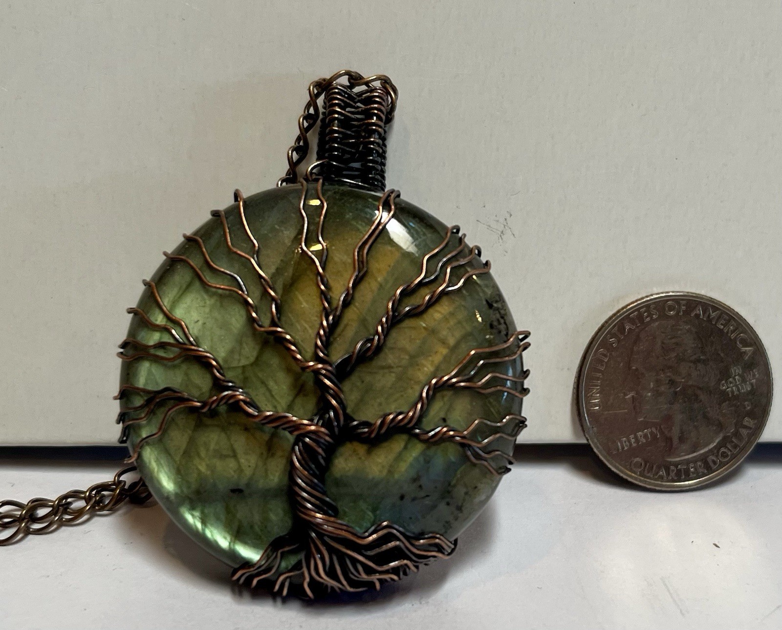 Large Tree Of Life Copper Wrapped Pendant Artist Made
