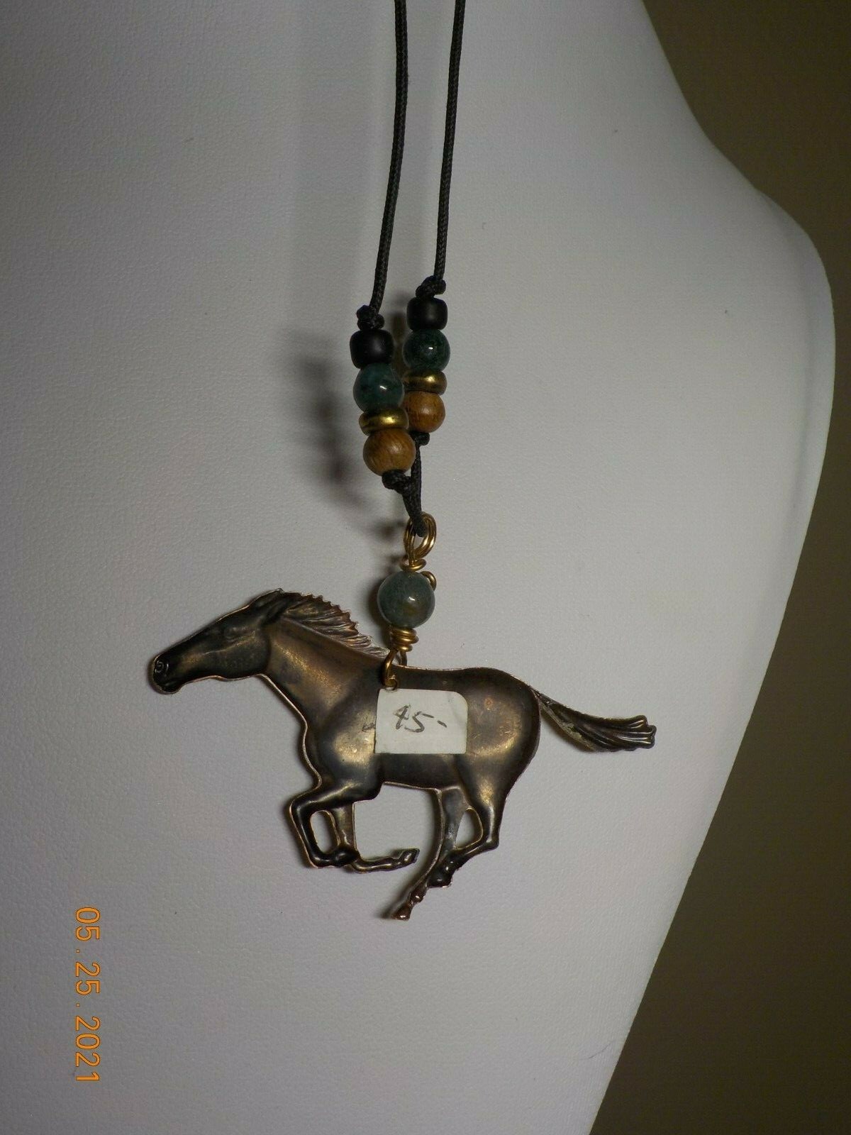 PHOENIX DESIGNS COPPER/BRASS ENAMELED HORSE DESIGN PENDANT ON CORD