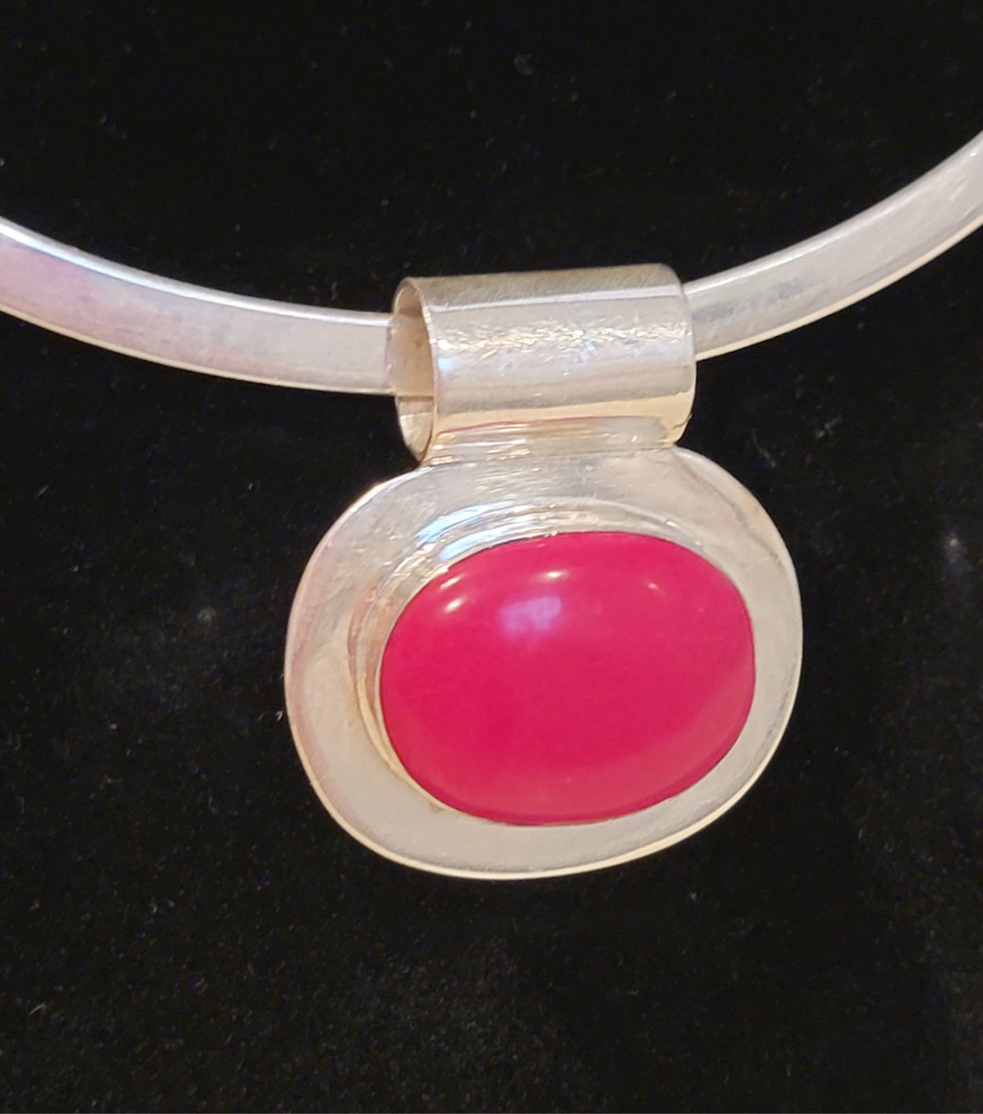 STERLING SILVER Slider RED JASPER/Red Stone PENDANT 925 Southwestern Coral