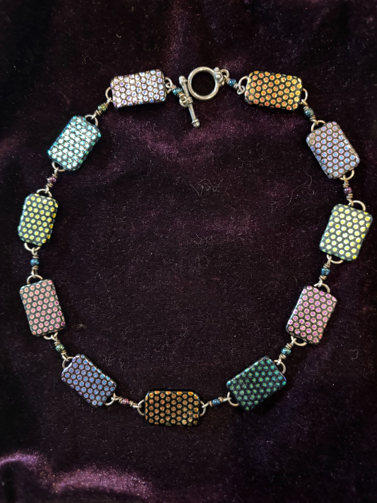 Vintage Dichroic Fused Glass Jewelry Ensemble By Artist Margie Katz