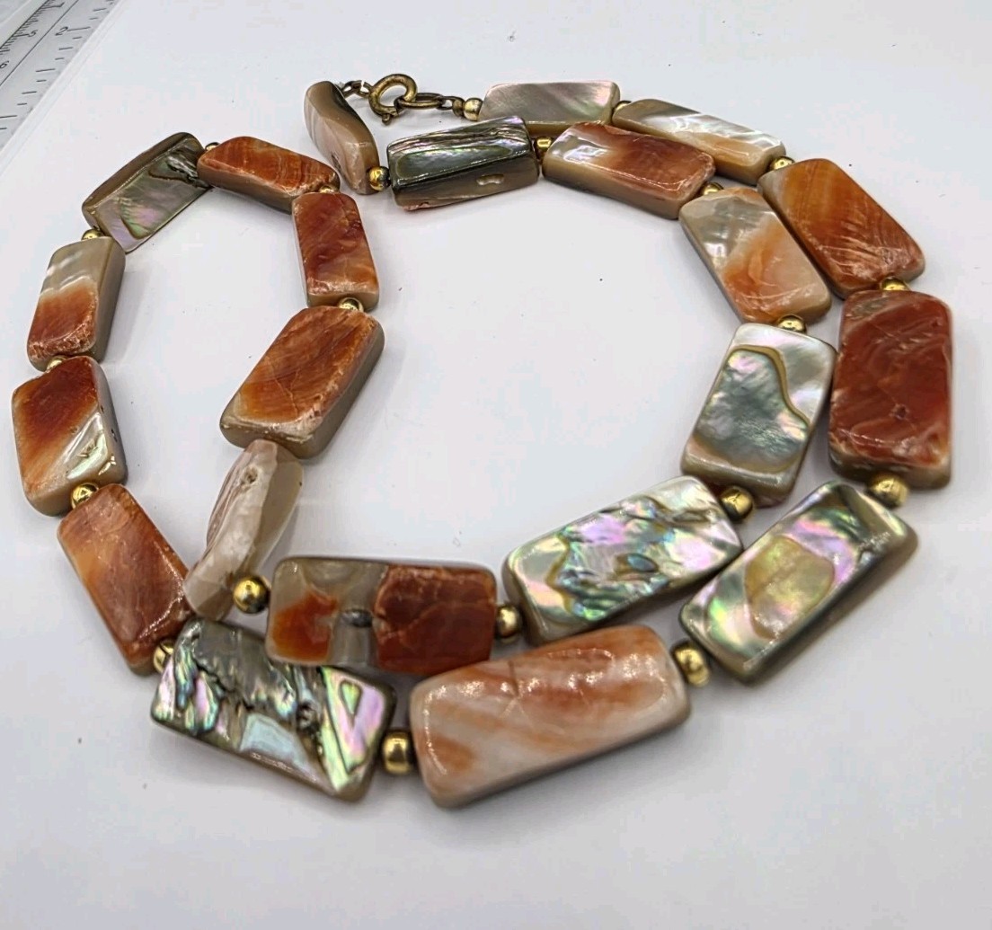 Artisan Summery Mother-of-Pearl Necklace in Pink, Brown, Rust, and More!