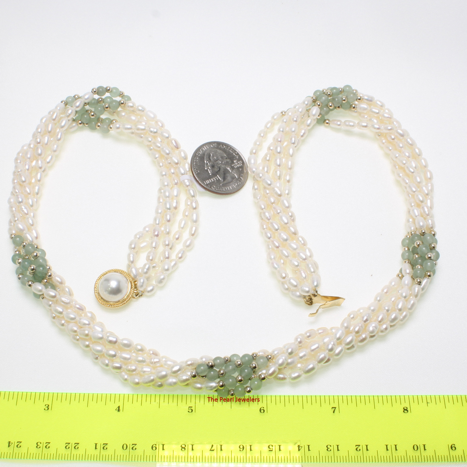 White Rice Pearl & Aventurine Twist Necklace – 6-in-1 Style
