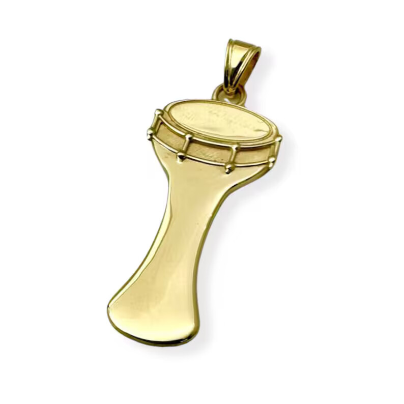 Darbuka Pendant 14K Gold Goblet Drum Israeli Musical Instrument Music Lover Gift