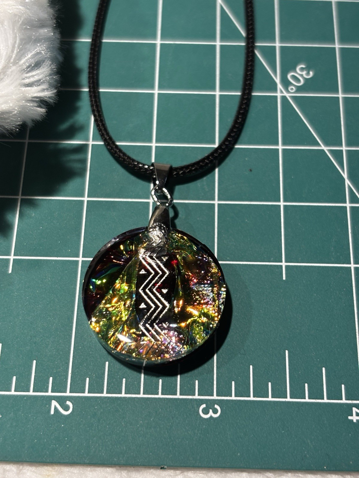 Handcrafted 2 Sided Resin Pendant Reversible Pendant Waxed Linen Cord 18” To 20”