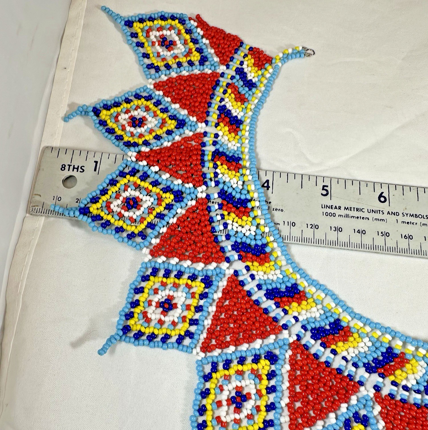 Handmade Beaded Collar Necklace Colorful Seed Beads Tribal Native Statement Bib