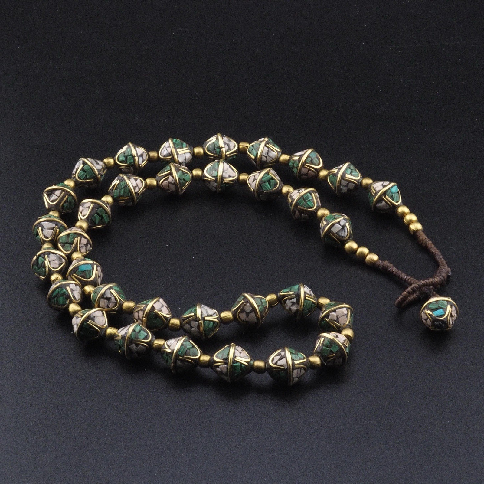 Stunning Turquoise & Hawalite Ethnic Tibetan Handmad Brass Masala Beaded Necklac