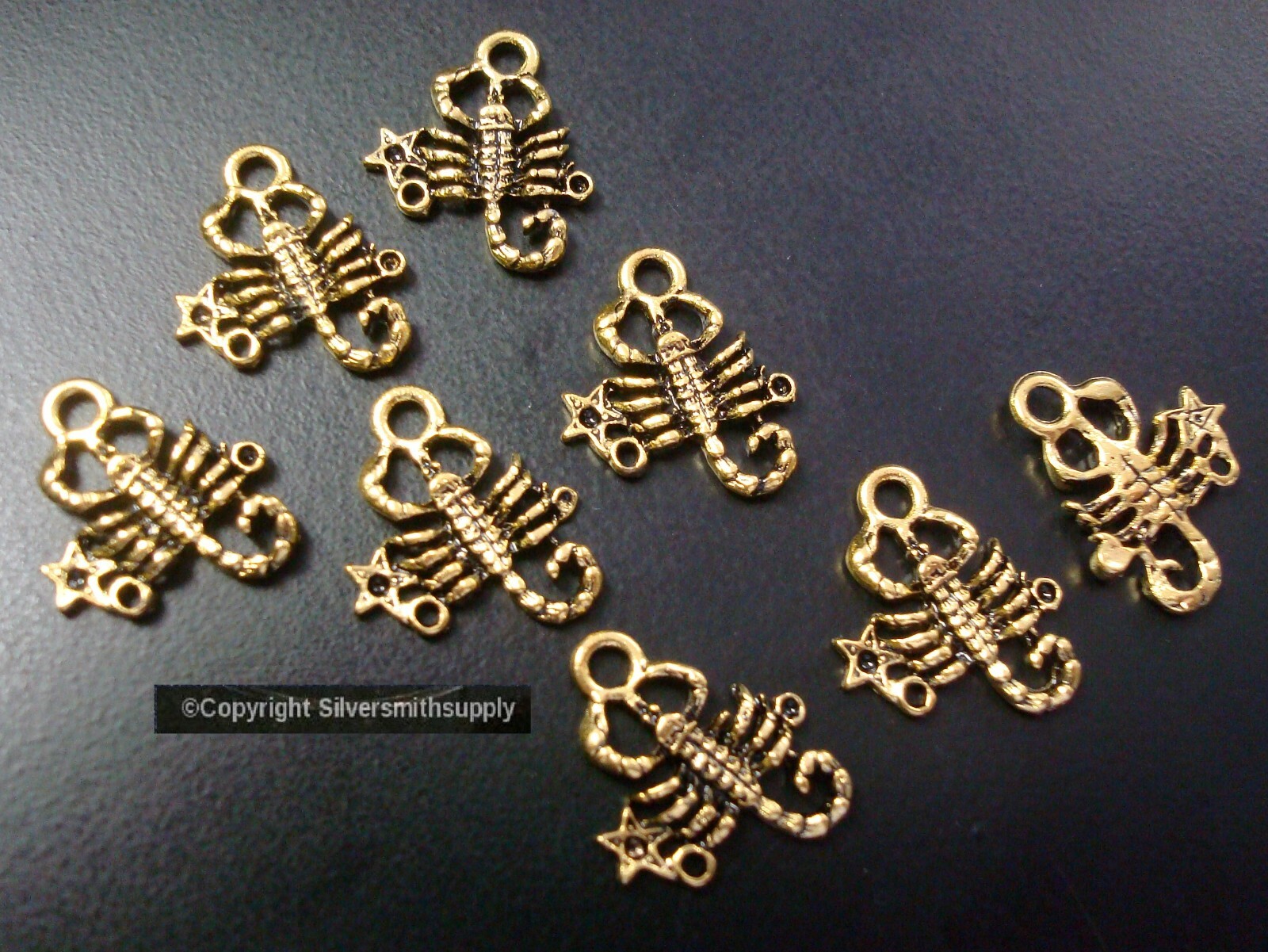 SCORPION jewelry pendants charms 8 antique gold plated earring findings CFP168