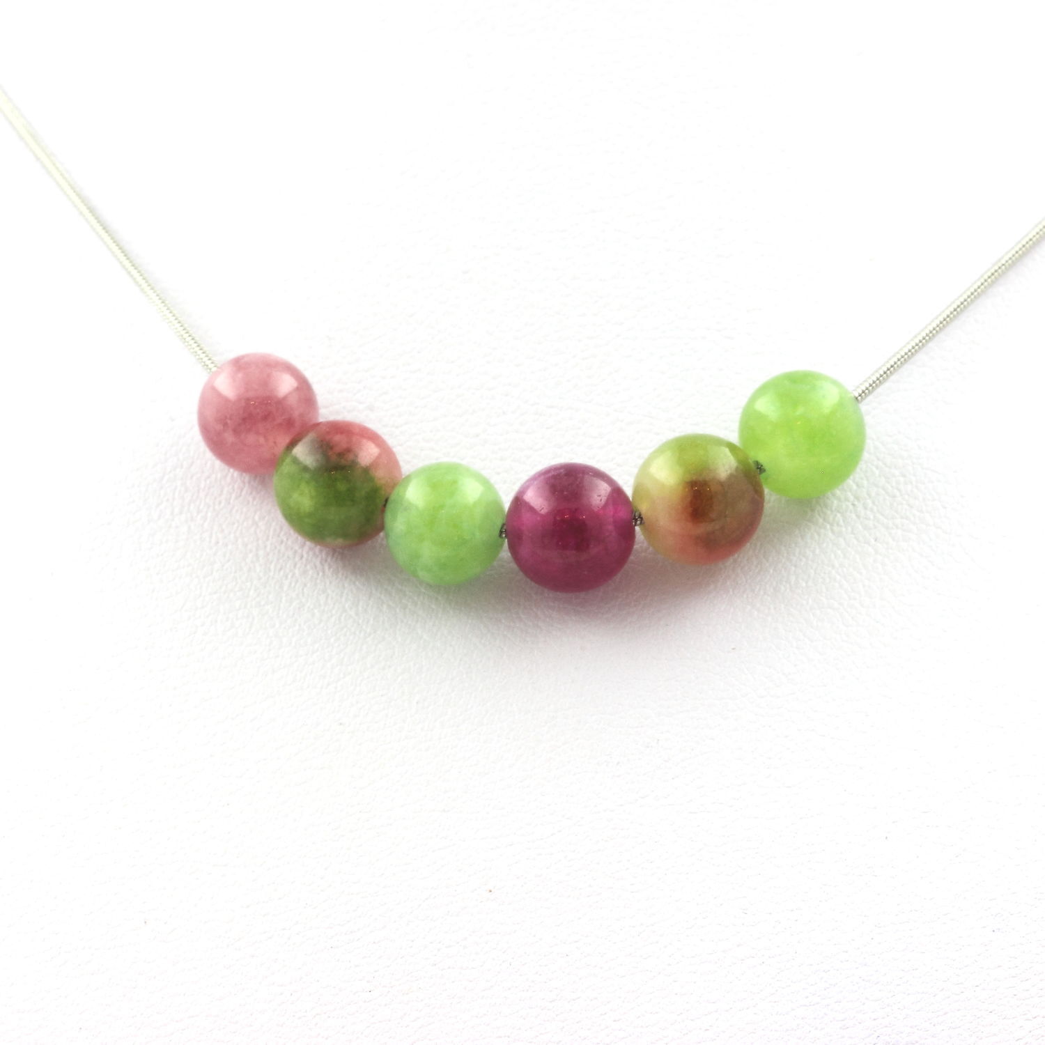 stones And Minerals. Multicolored Tourmaline Bead Necklace + Melon Tourmaline