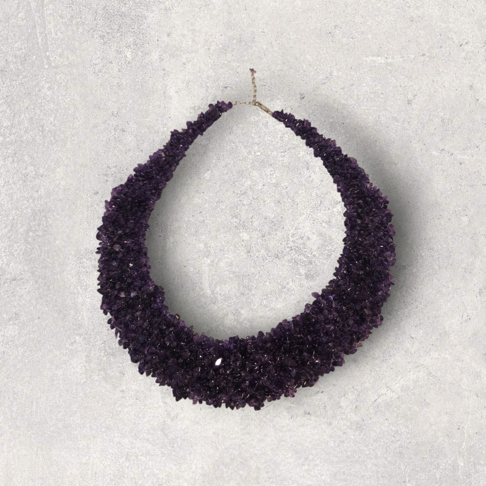 Amethyst Beaded Wide Pendant Multiple Stones 18-20″ Sterling Clasp 925 Natural
